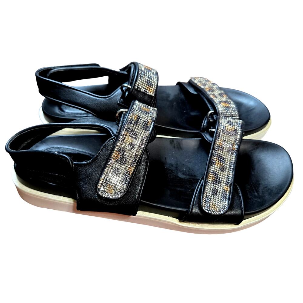 C Comfort 10 Black Rhinestone Sandals Open Toed Women's Shoe